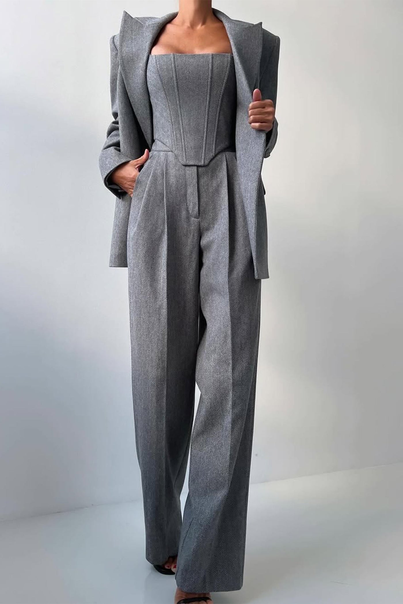 Dolce™ - Tredelt sæt med dobbeltradet blazer